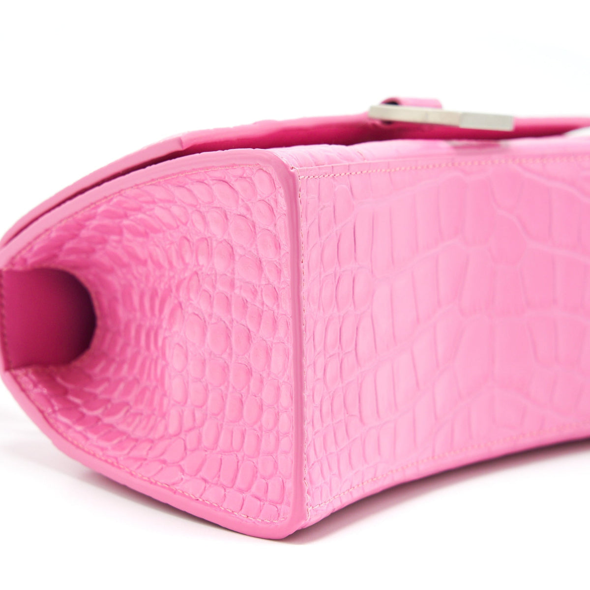 balenciaga Hourglass Croc Embossed Pink SHW