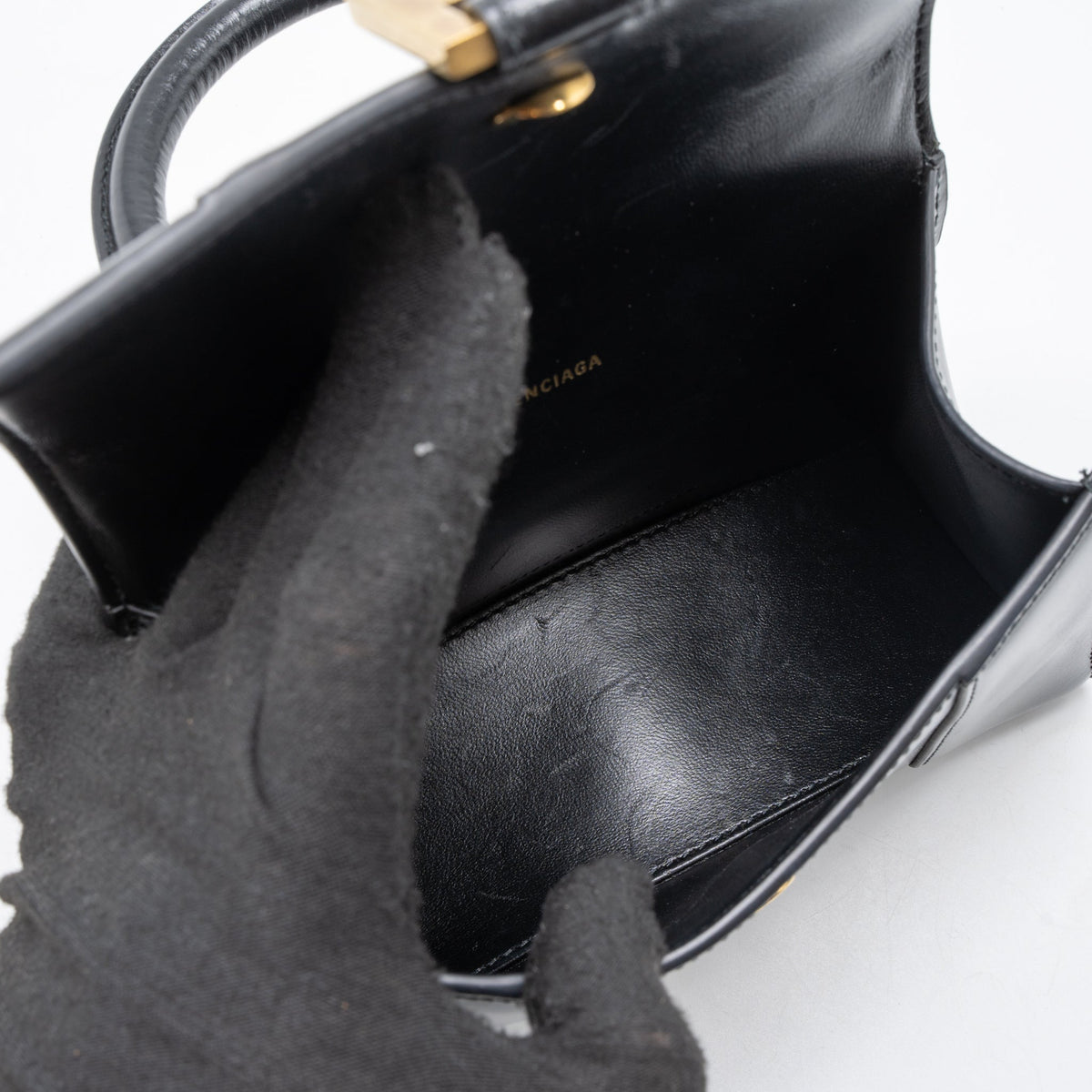balenciaga Hourglass XS Calfskin Black GHW