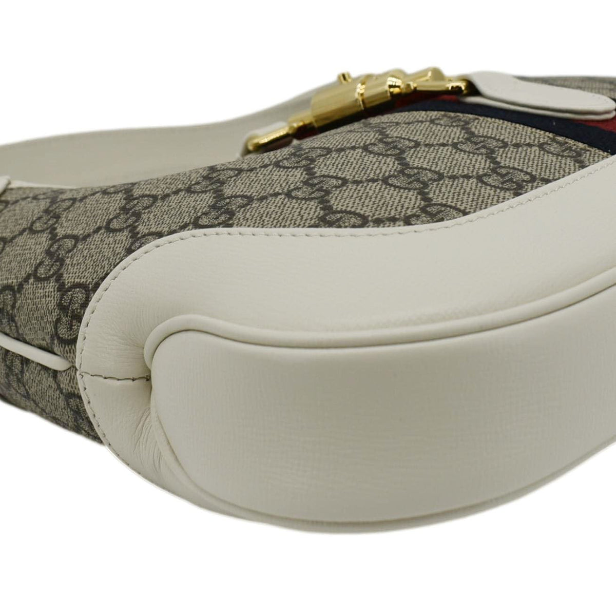 GUCCI Jackie 1961 Small GG Supreme Canvas Leather Shoulder Bag Beige 636706