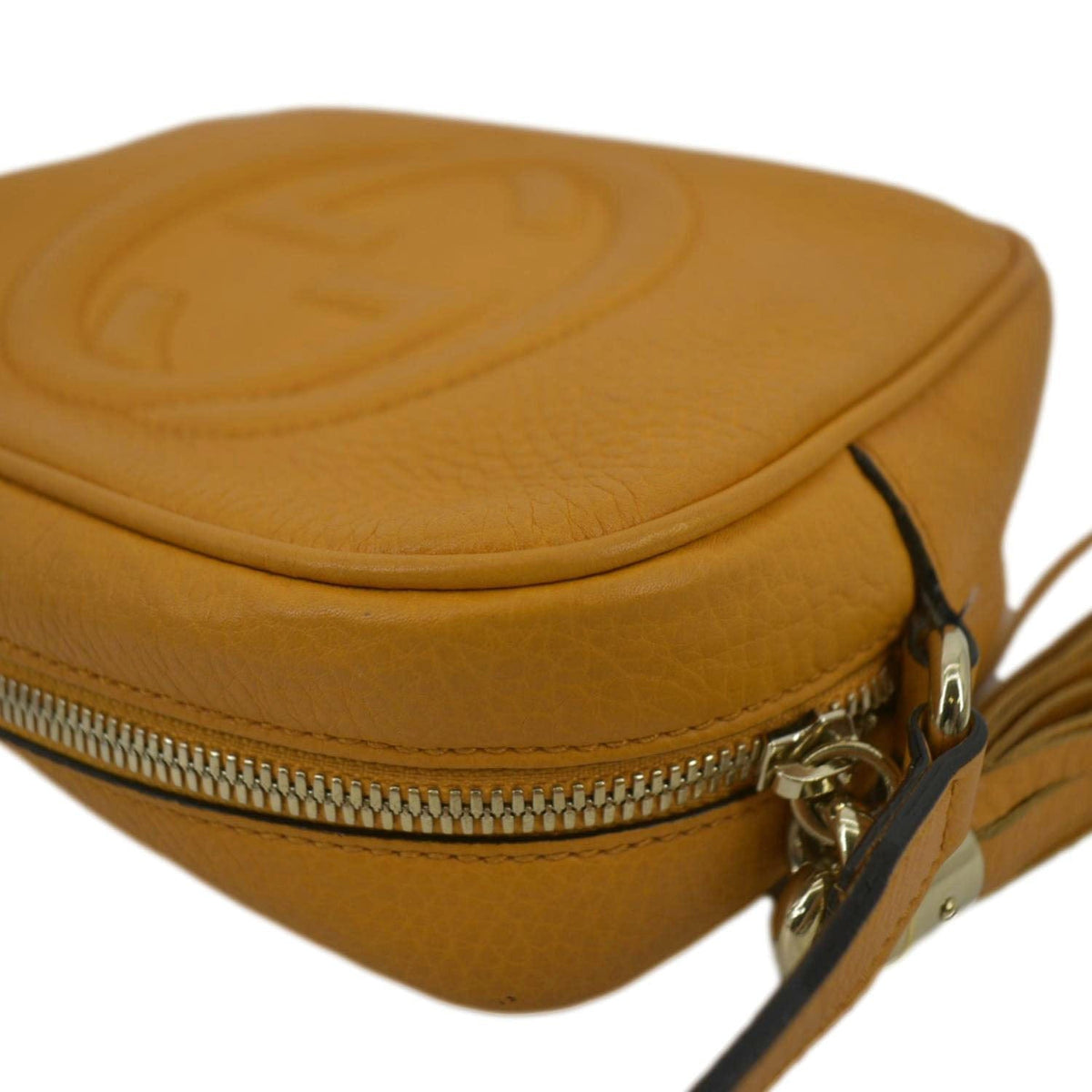 GUCCI Soho Disco Camera Leather Crossbody Bag Orange 308364