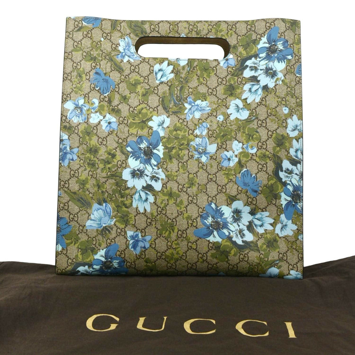 GUCCI GG Print Floral Supreme Tote Bag Blue 419582
