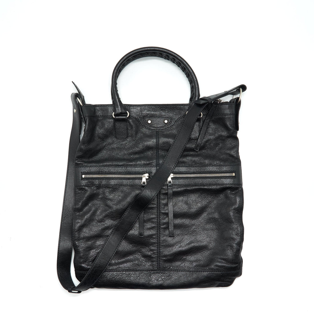 balenciaga Top Handle Vertical Tote Bag Black SHW