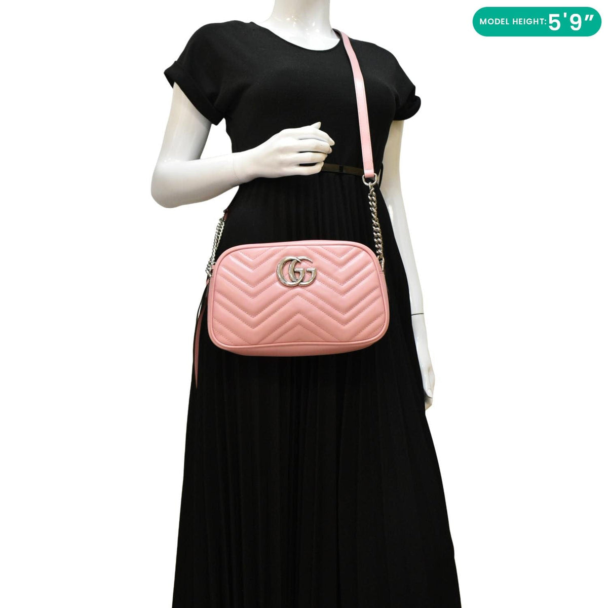 GUCCI GG Marmont Matelasse Leather Crossbody Bag Light Pink 447632