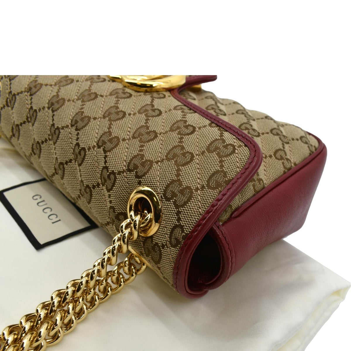 GUCCI GG Marmont Small Matelasse Canvas Shoulder Bag Red 443497