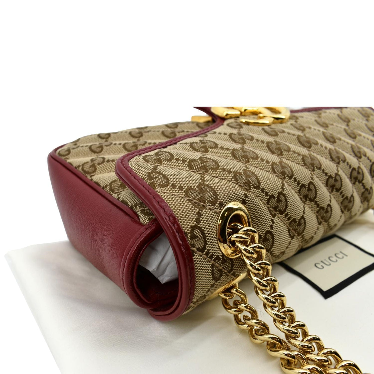 GUCCI GG Marmont Small Matelasse Canvas Shoulder Bag Red 443497