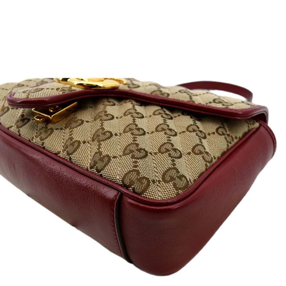 GUCCI GG Marmont Small Matelasse Canvas Shoulder Bag Red 443497