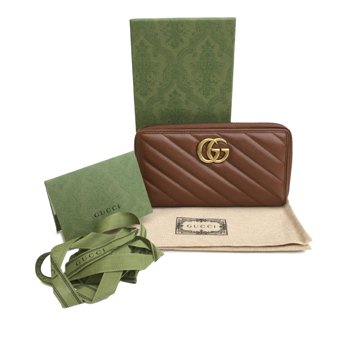 GUCCI GG Marmont Leather Zip Around Wallet Long Wallets