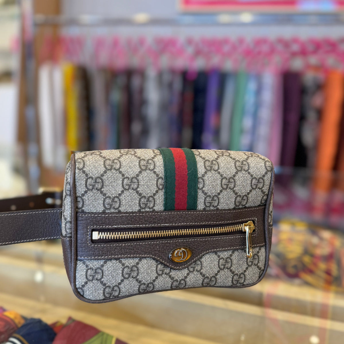 GUCCI GG Supreme Canvas Small Ophidia Belt Bag Size 95