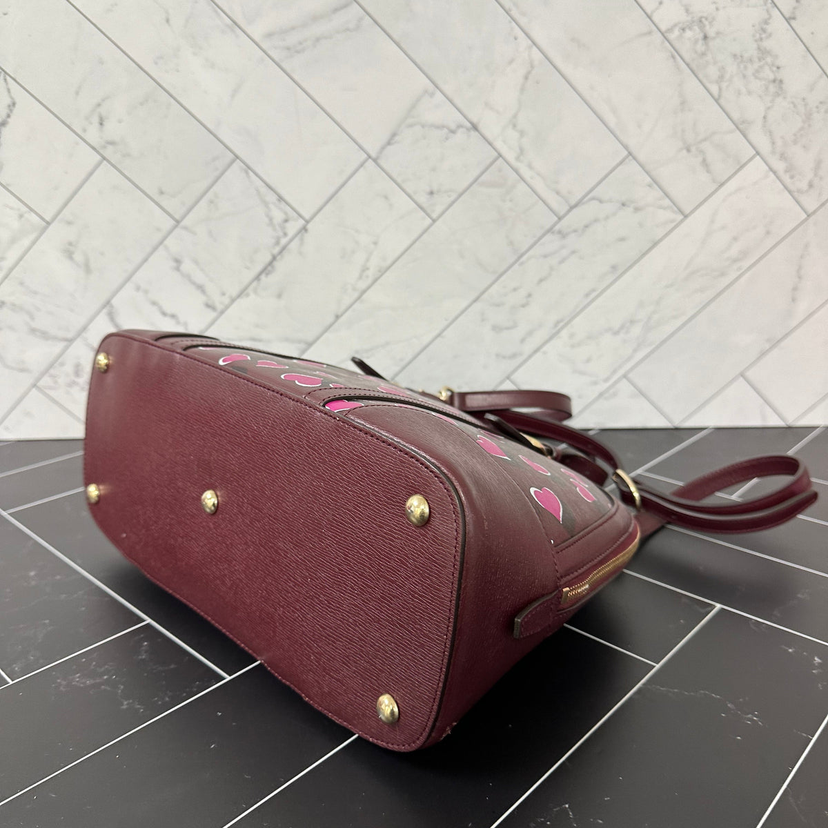 Gucci Purple Leather Heart 2-Way Crossbody Bag