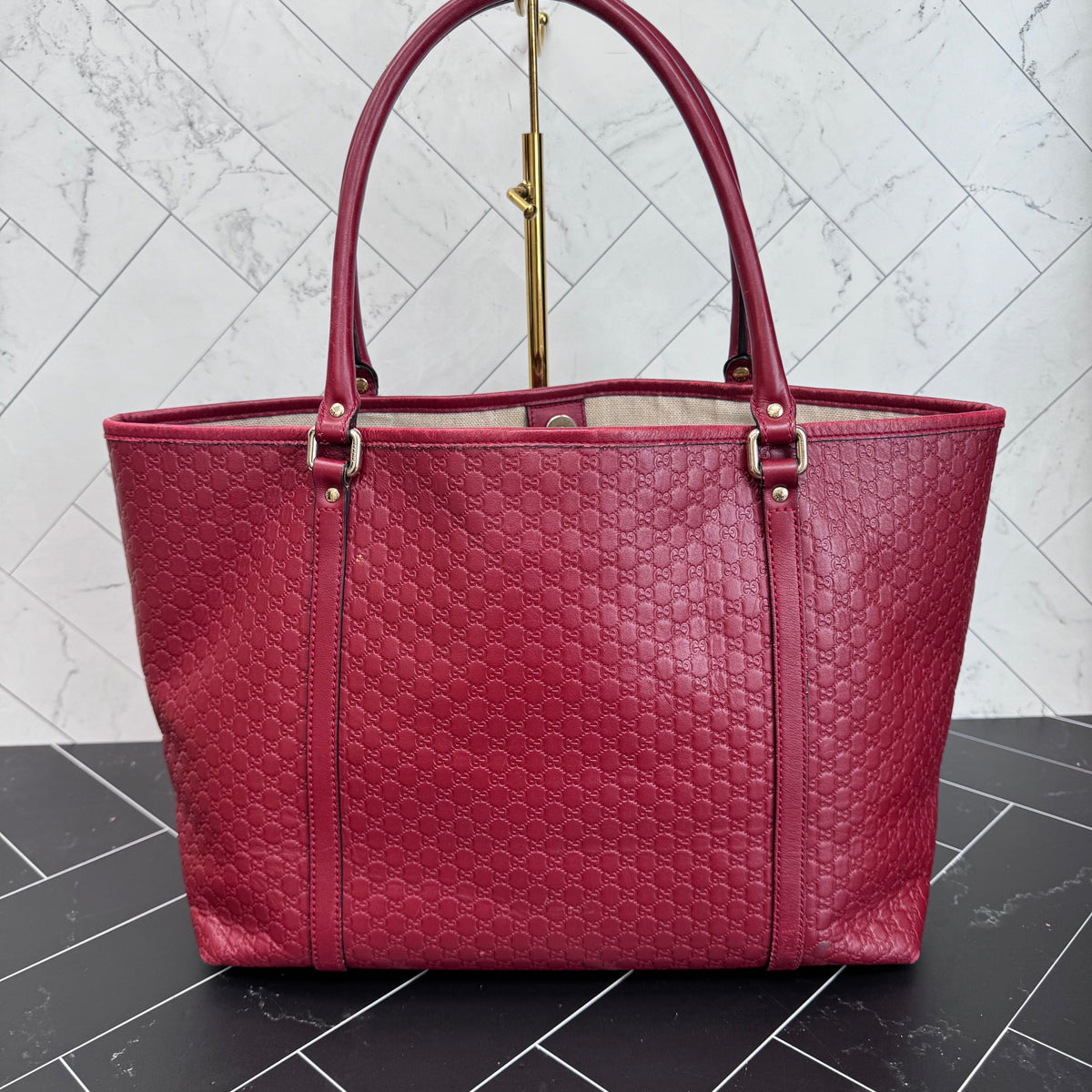 Gucci Red Microguccissima Leather Joy Tote Bag