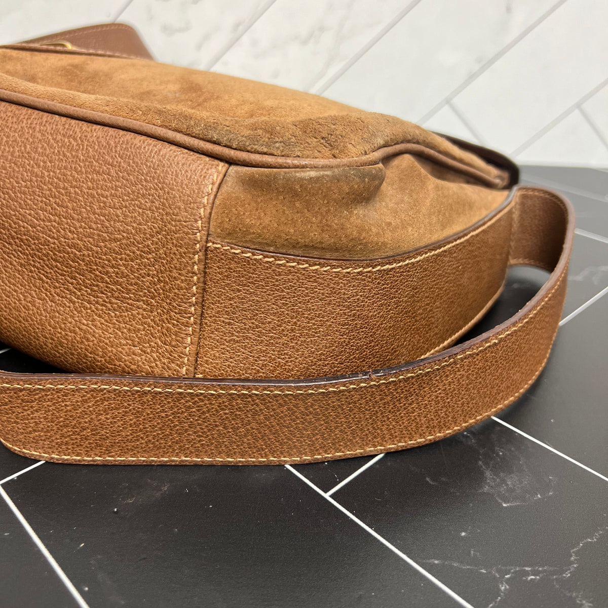 Gucci Brown Leather & Suede Saddle Bag