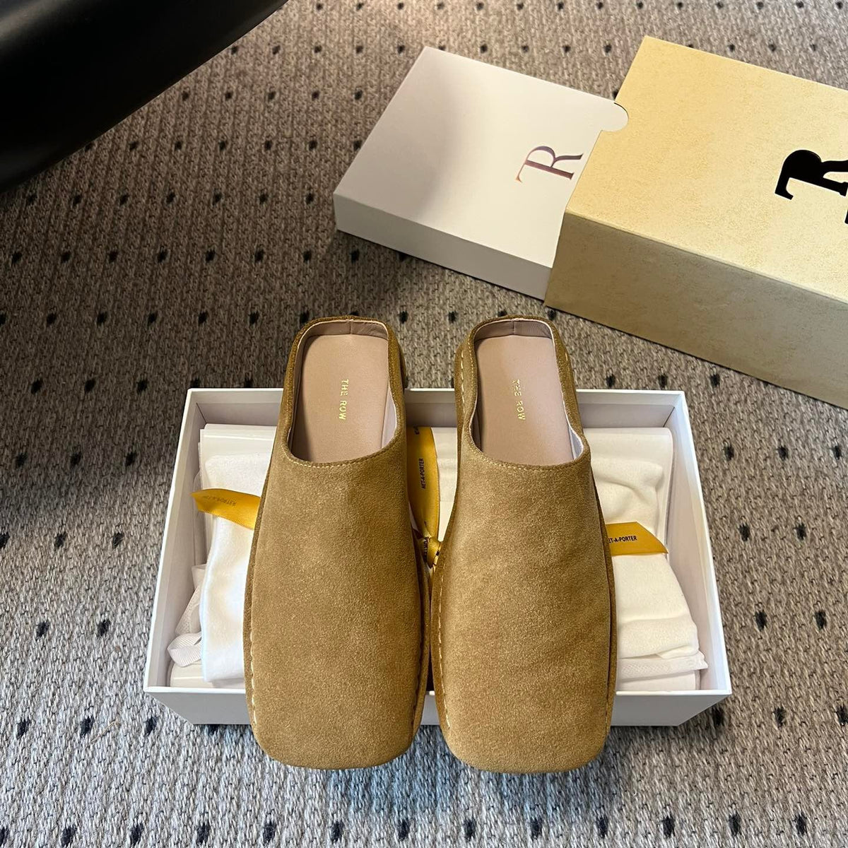 THE ROW SUEDE MULES
