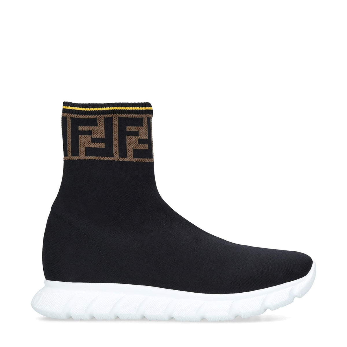 FENDI Stretch Knit Jacquard FF Mania High Top Sock Sneakers
