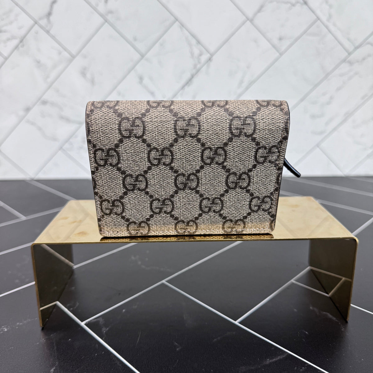 Gucci Brown Coated Canvas Heart Motif Wallet