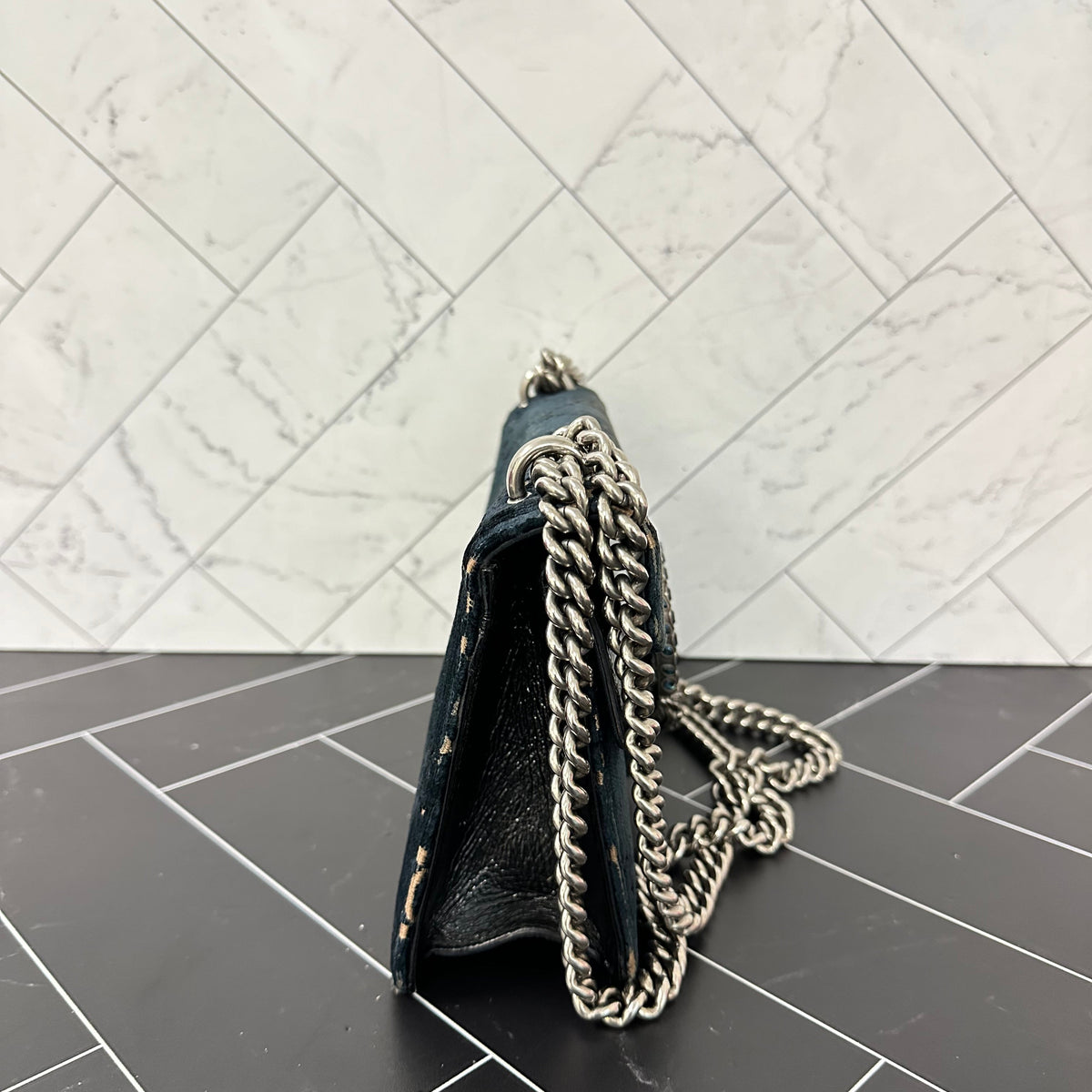 Gucci Blue Velour Small Dionysus Crossbody Bag