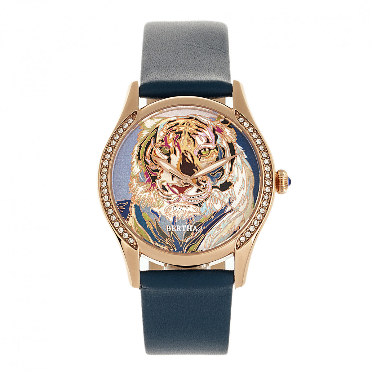 Bertha Annabelle Leather-Band Watch - Navy
