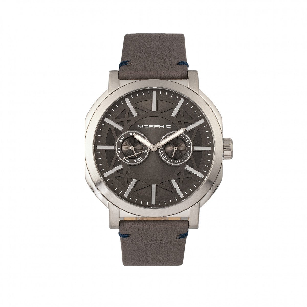 Morphic M62 Series Leather-Band Watch w/Day/Date