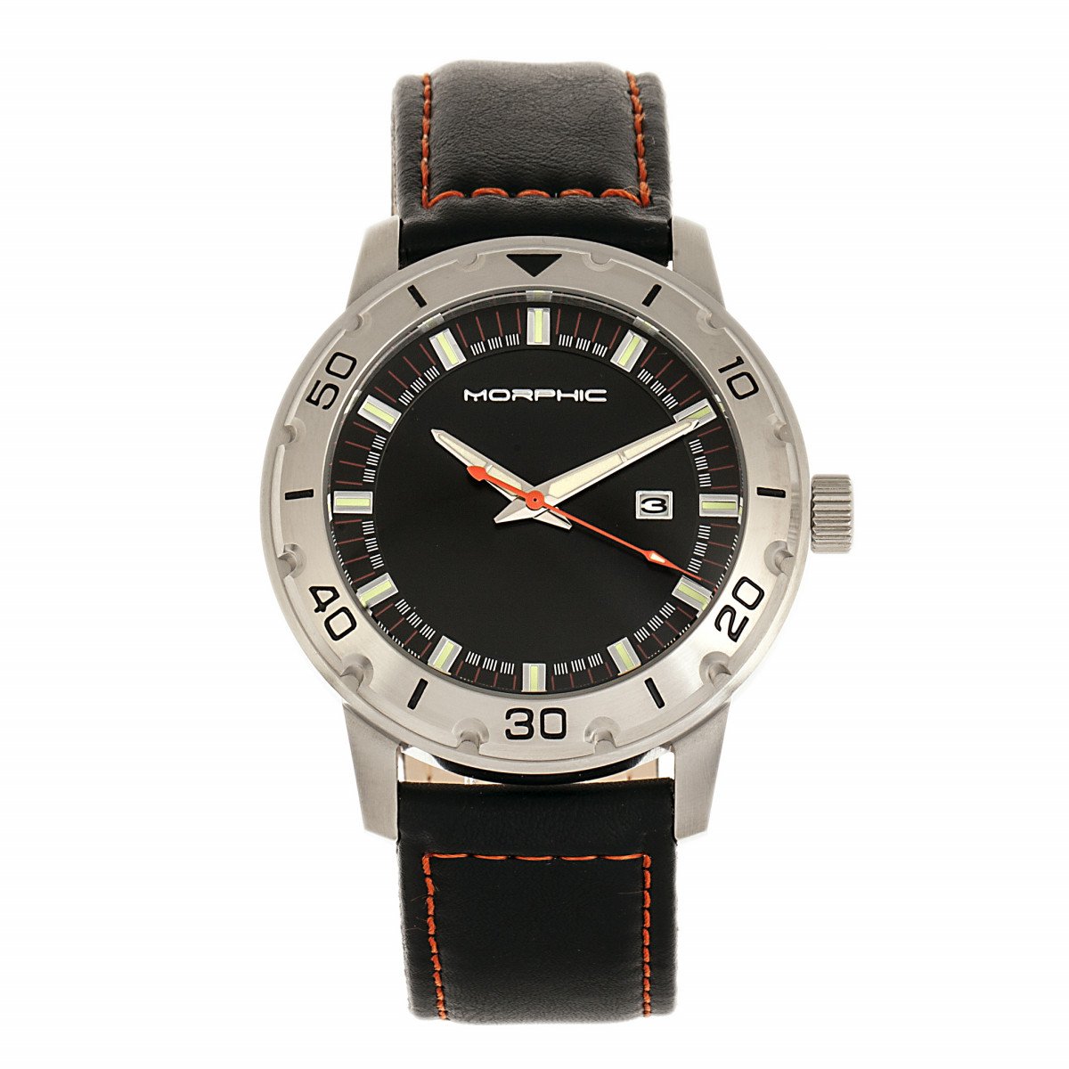 Morphic M71 Series Leather-Band Watch w/Date