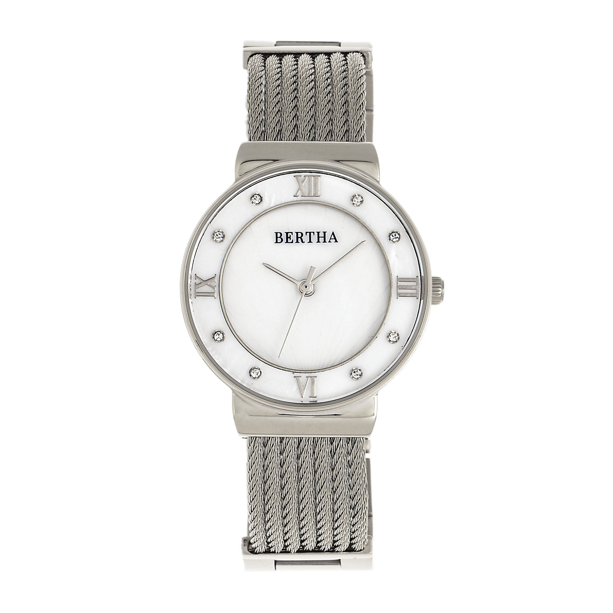 Bertha Dawn Mother-of-Pearl Cable Bracelet Watch
