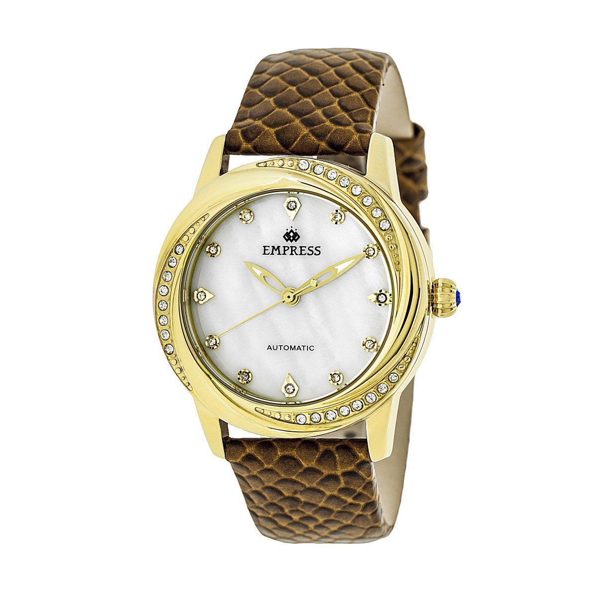Empress Ayala Automatic MOP Leather-Band Watch