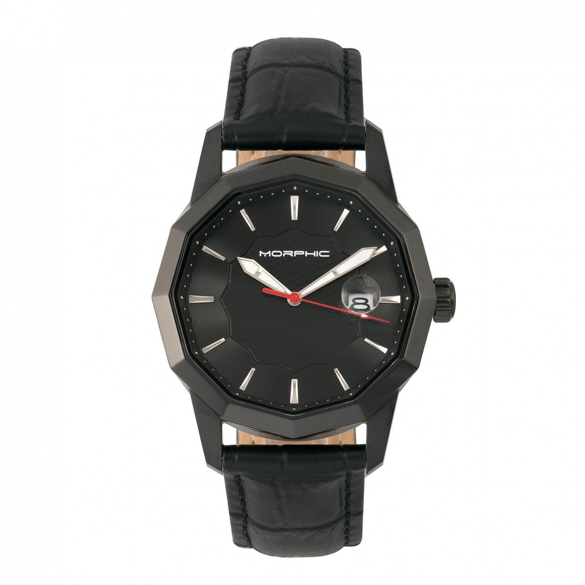 Morphic M56 Series Leather-Band Watch w/Date
