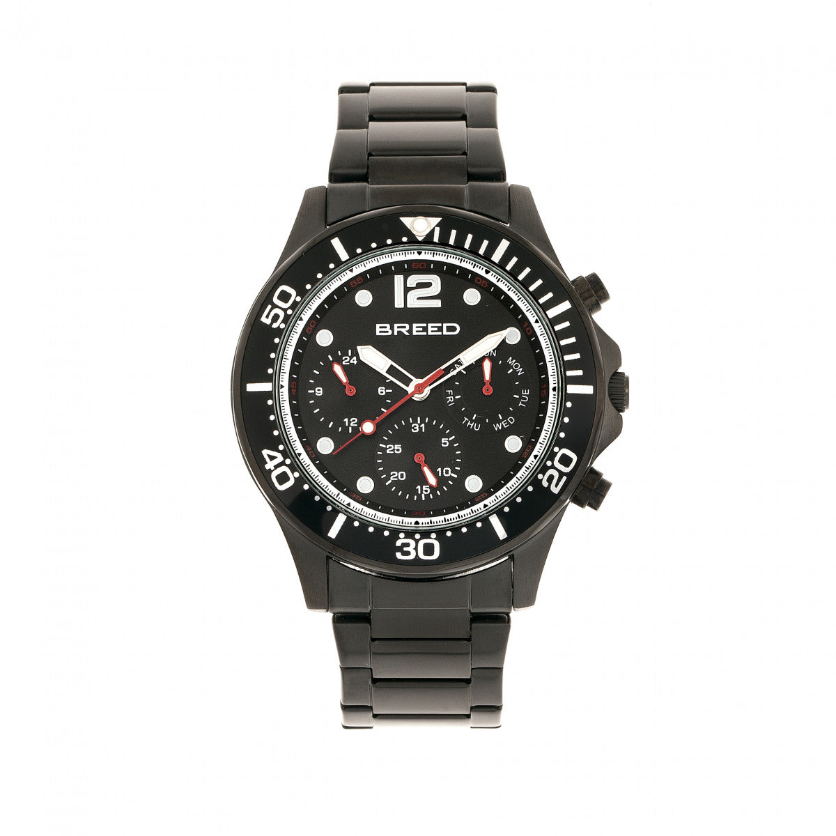 Breed Pegasus Bracelet Watch w/Day/Date  - Black