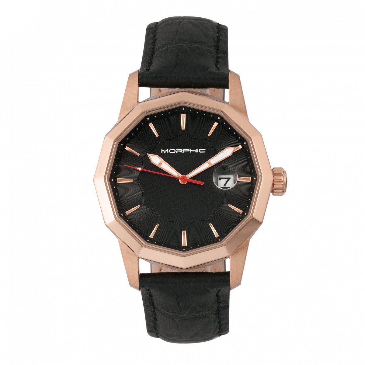 Morphic M56 Series Leather-Band Watch w/Date