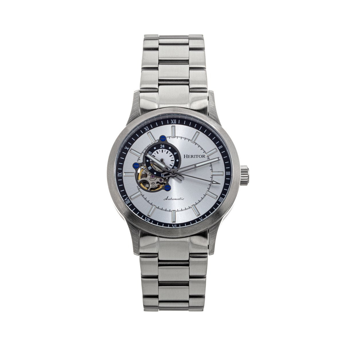 Heritor Automatic Oscar Semi-Skeleton Leather-Band Watch