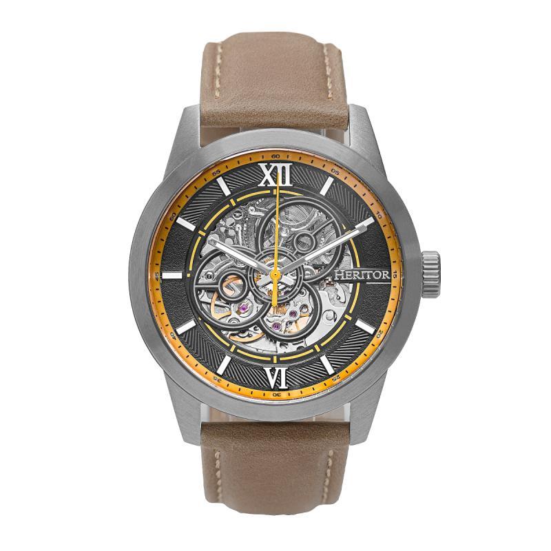 Heritor Automatic Jonas Leather-Band Skeleton Watch