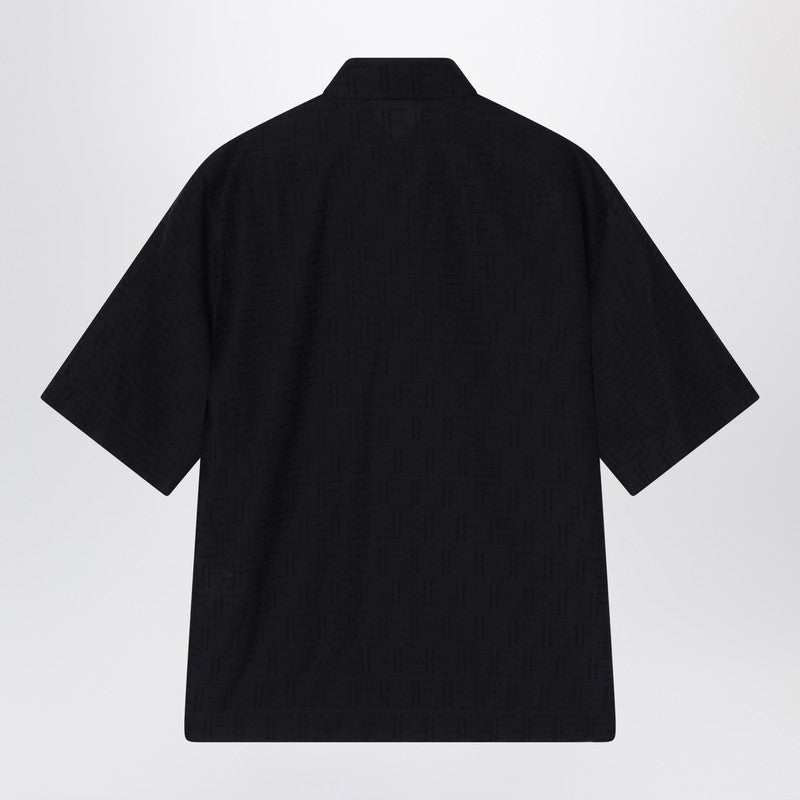 Fendi Black Ff Jacquard Linen Shirt Men
