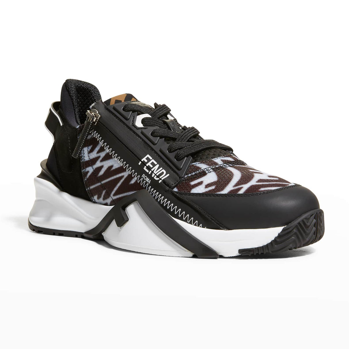 Fendi Flow FF Side-Zip Trainer Sneakers