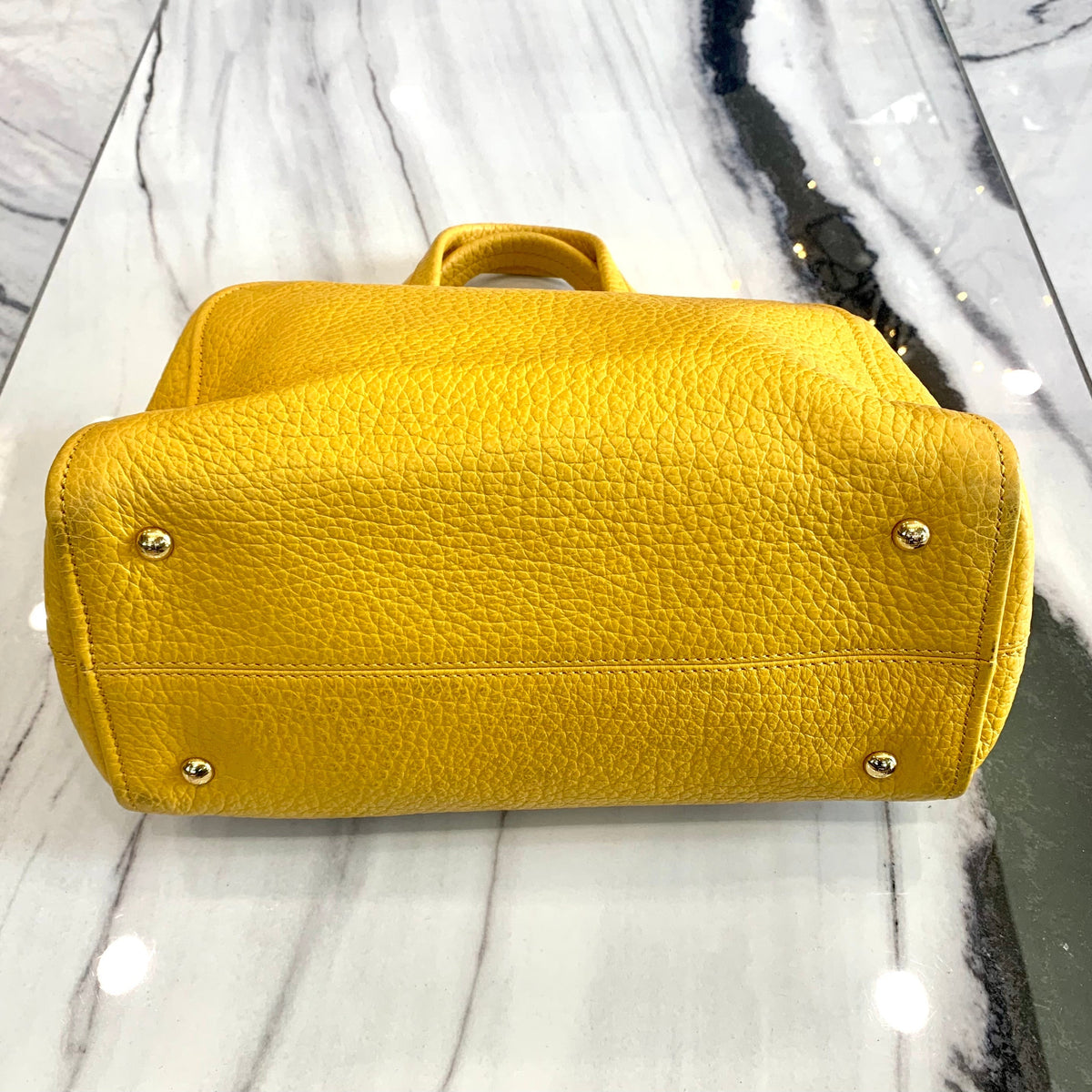 FENDI YELLOW PEBBLED CHAMELEON SATCHEL