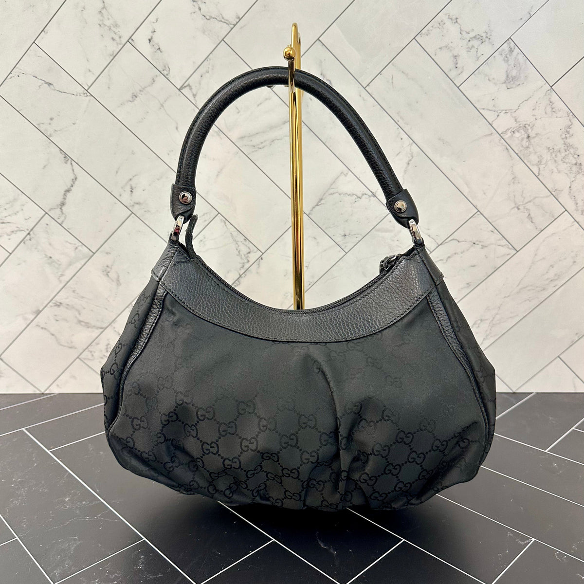 Gucci GG Black Canvas Shoulder Bag