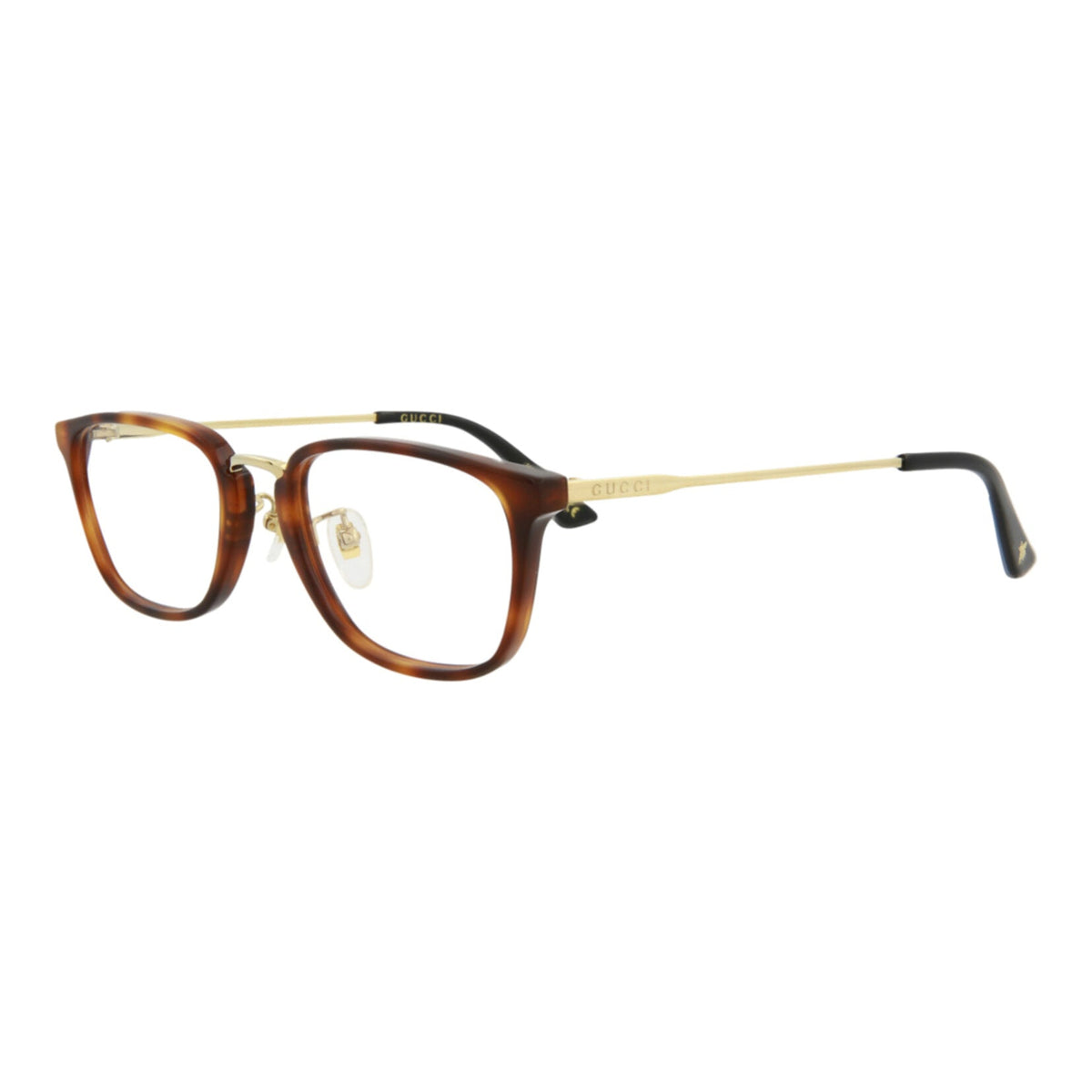 Gucci Mens Square/Rectangle Havana Gold Transparent Fashion Designer Eyewear
