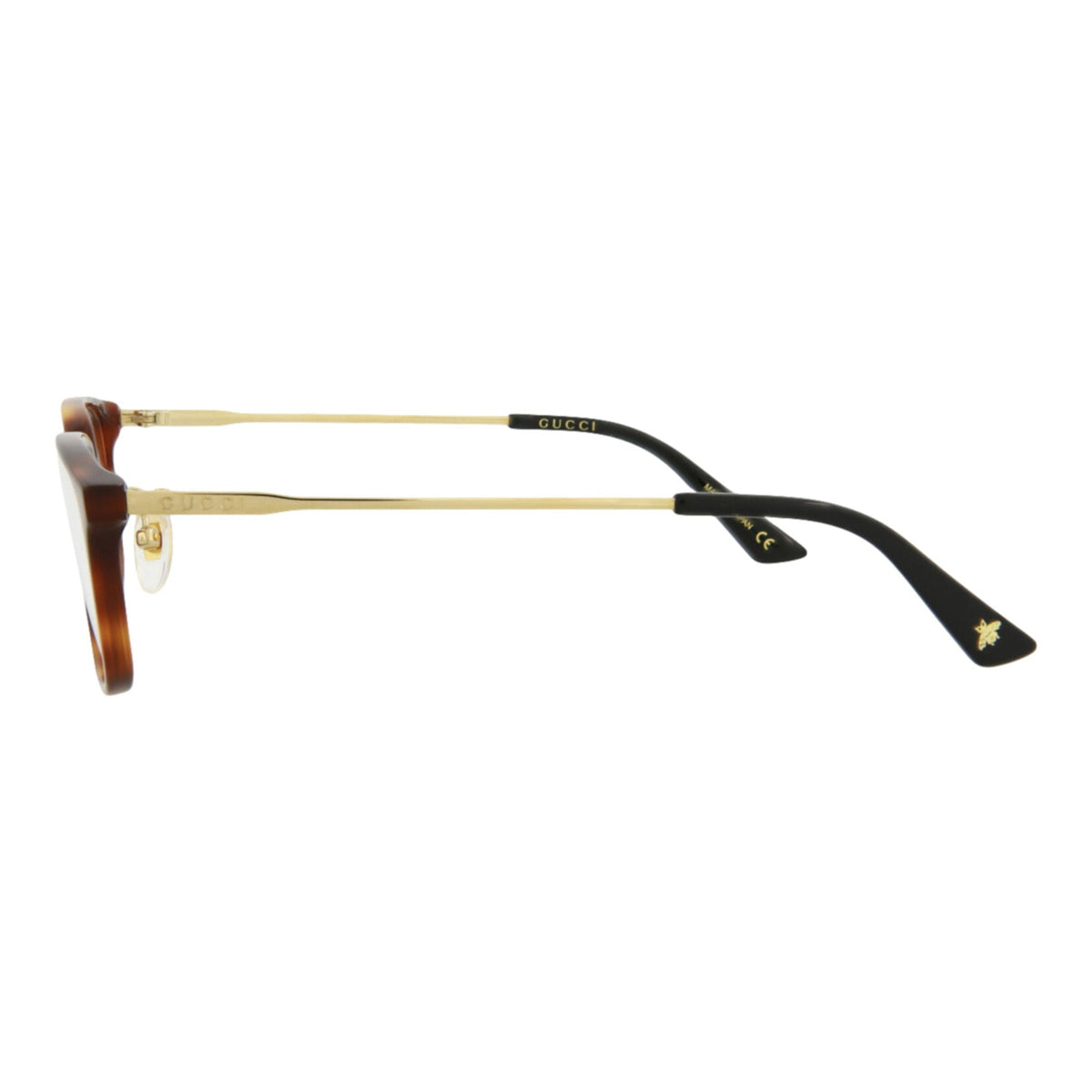 Gucci Mens Square/Rectangle Havana Gold Transparent Fashion Designer Eyewear