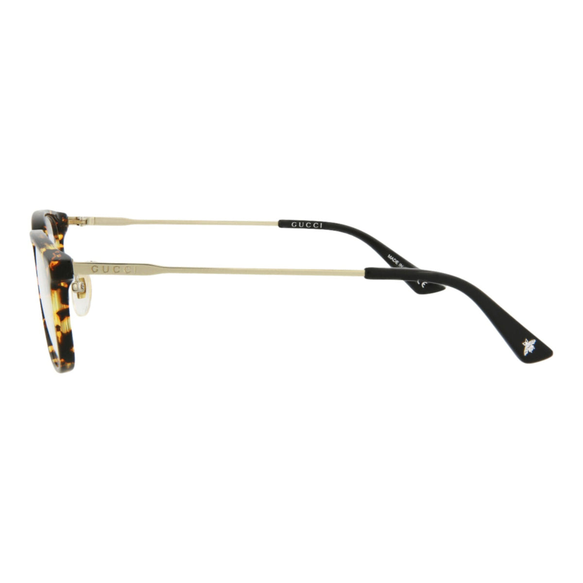 Gucci Mens Square/Rectangle Havana Gold Transparent Fashion Designer Eyewear