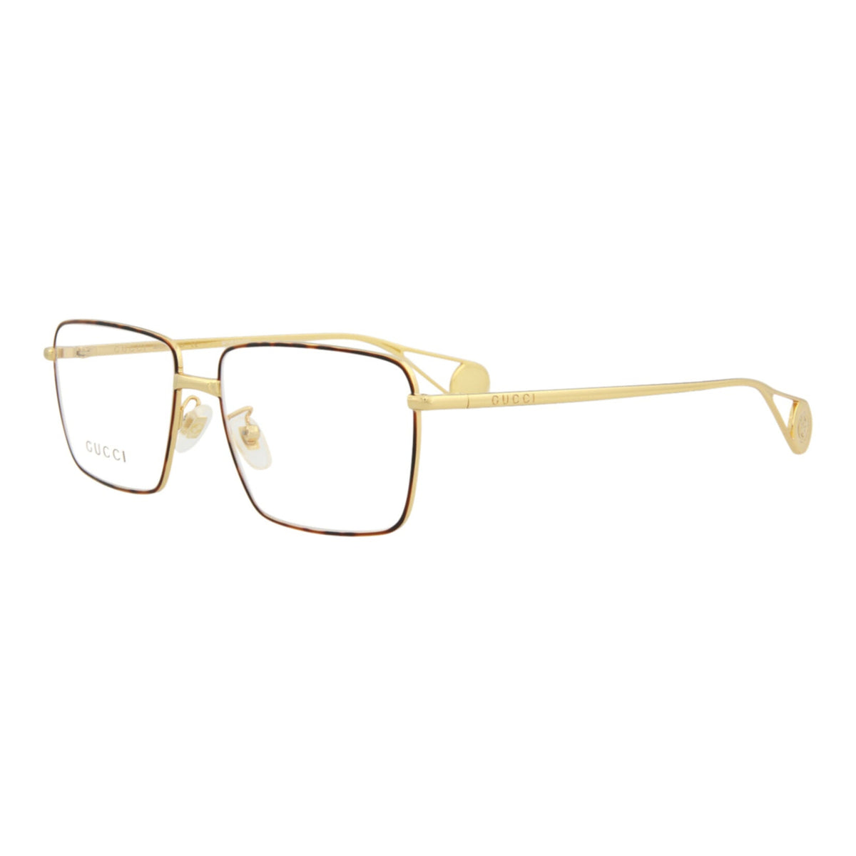 Gucci Womens Square/Rectangle Gold Gold Transparent Fashion Designer Eyewear