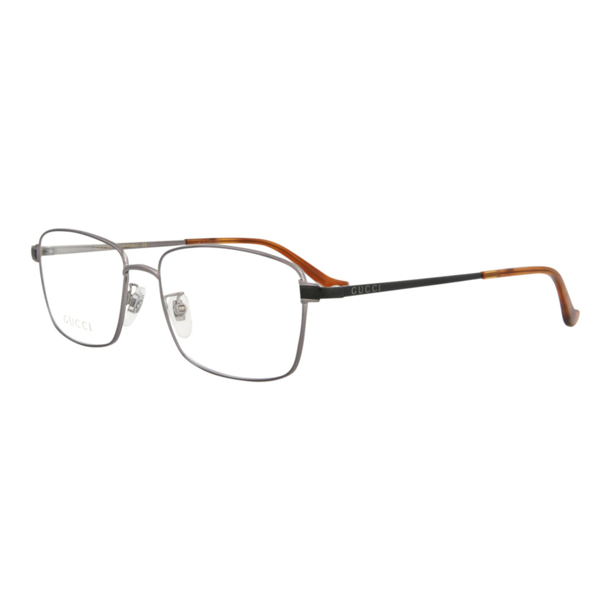 Gucci Mens Square/Rectangle Ruthenium Black Transparent Fashion Designer Eyewear