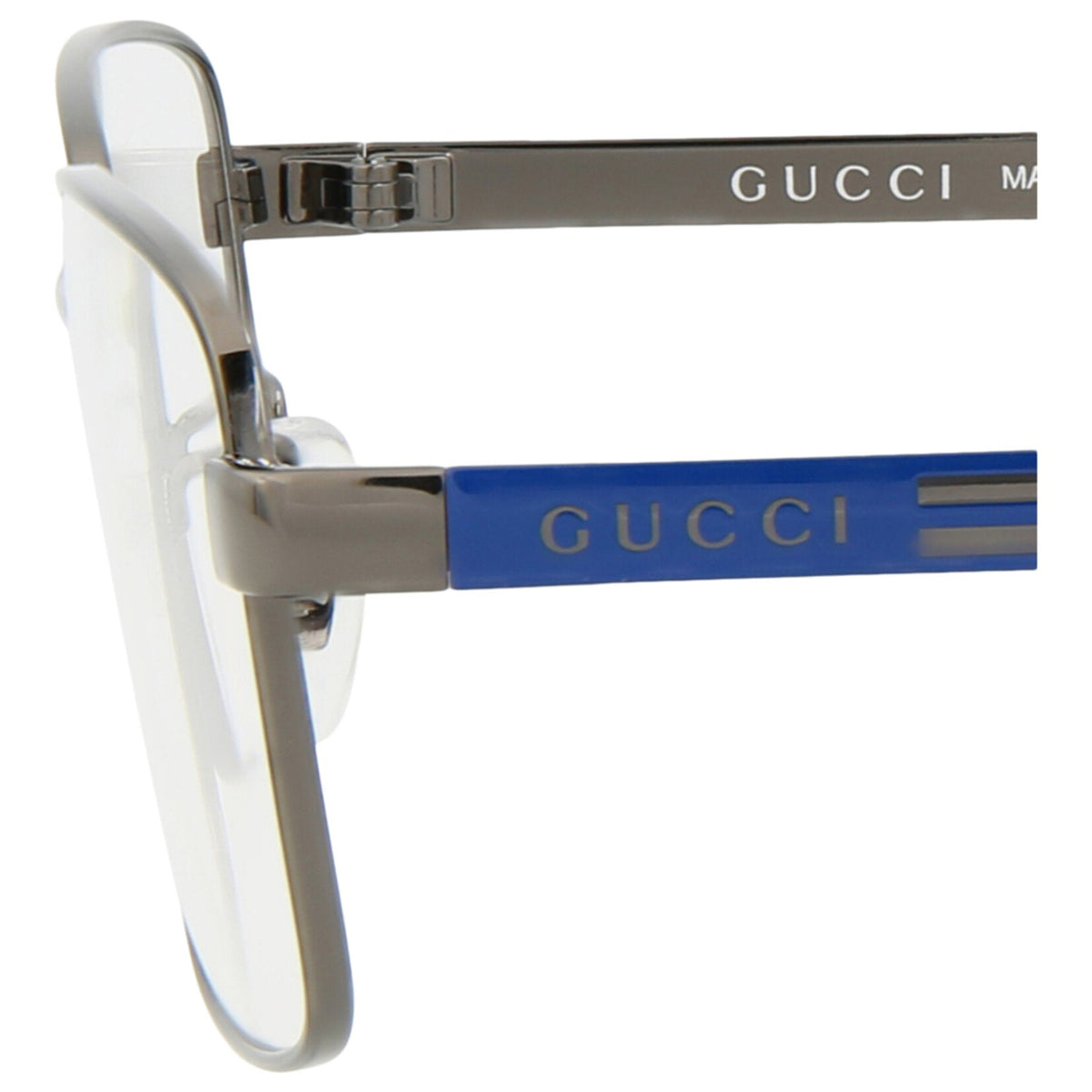 Gucci Mens Square/Rectangle Ruthenium Blue Transparent Fashion Designer Eyewear