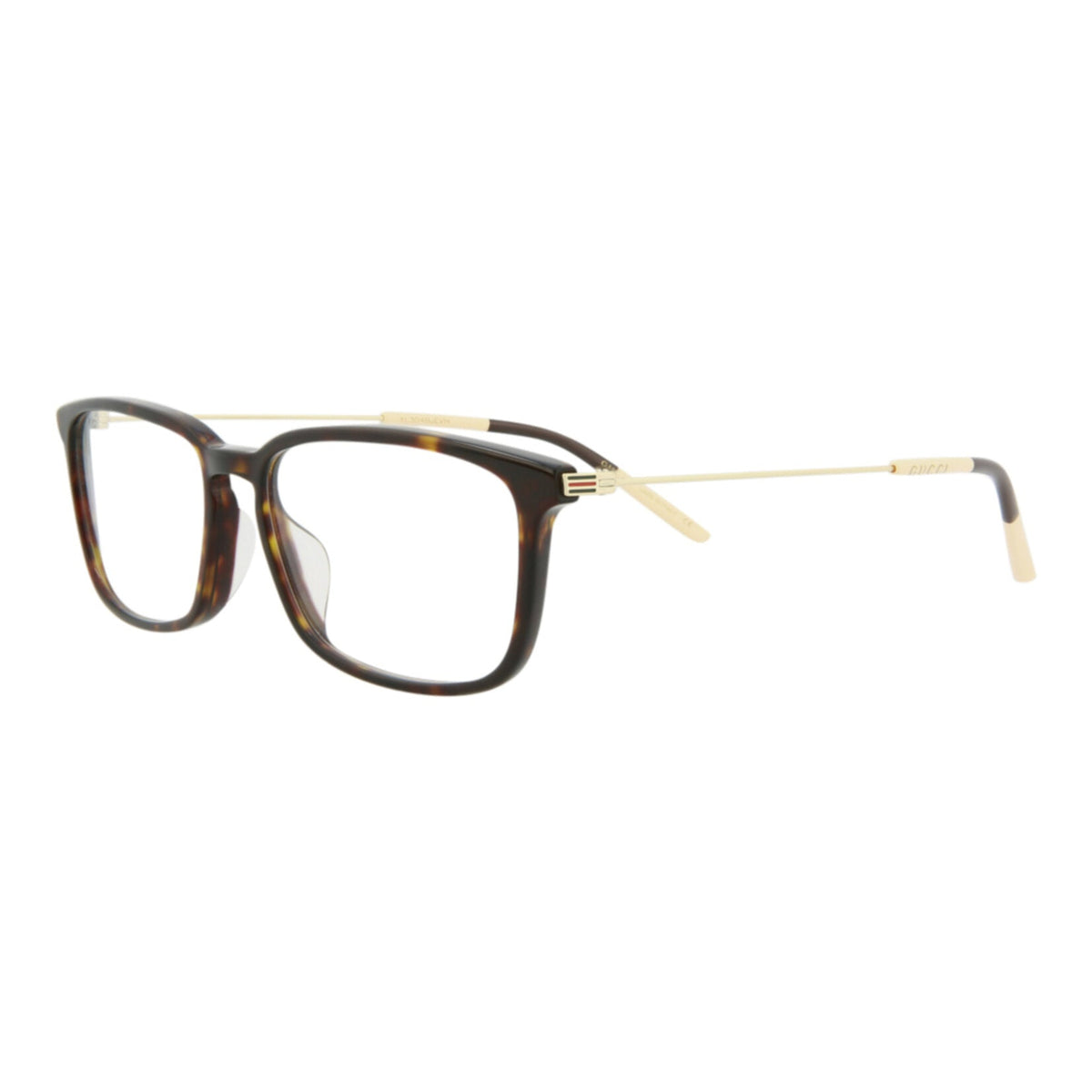 Gucci Mens Square/Rectangle Havana Gold Transparent Fashion Designer Eyewear