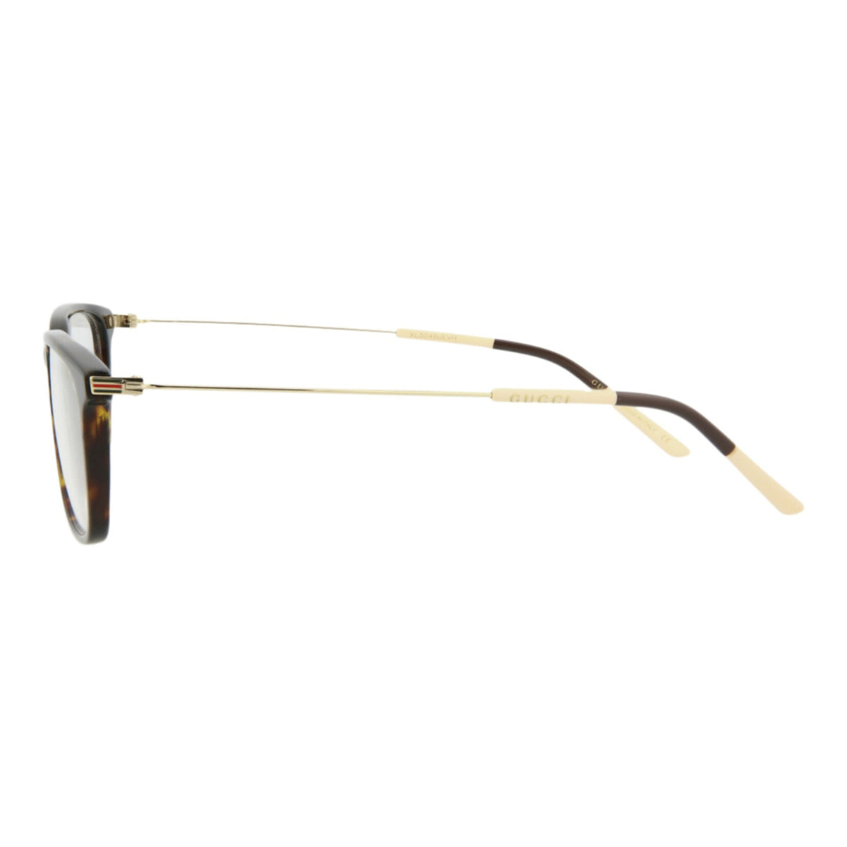Gucci Mens Square/Rectangle Havana Gold Transparent Fashion Designer Eyewear