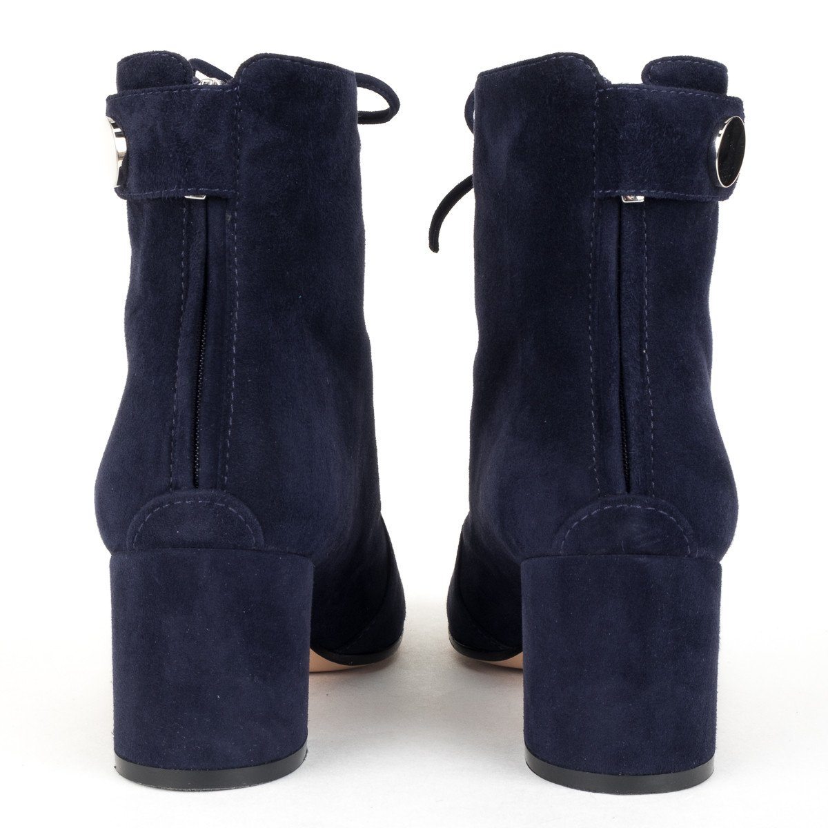 Gianvito Rossi Navy Blue Suede Lace Up Ankle Booties 39