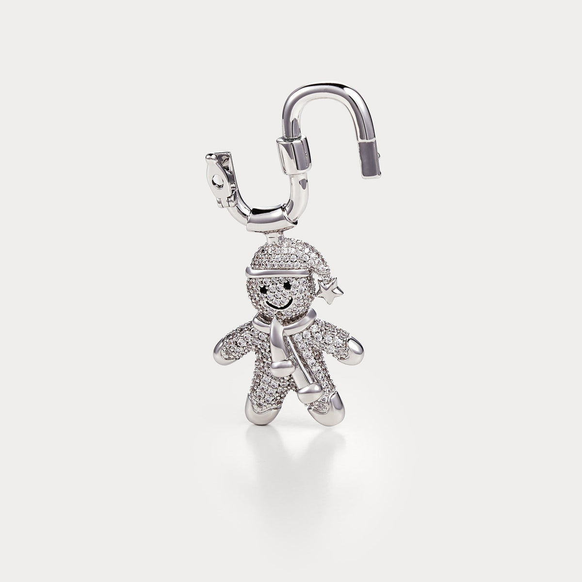 Sparkle Silver—Gingerbread Man Bag Charm