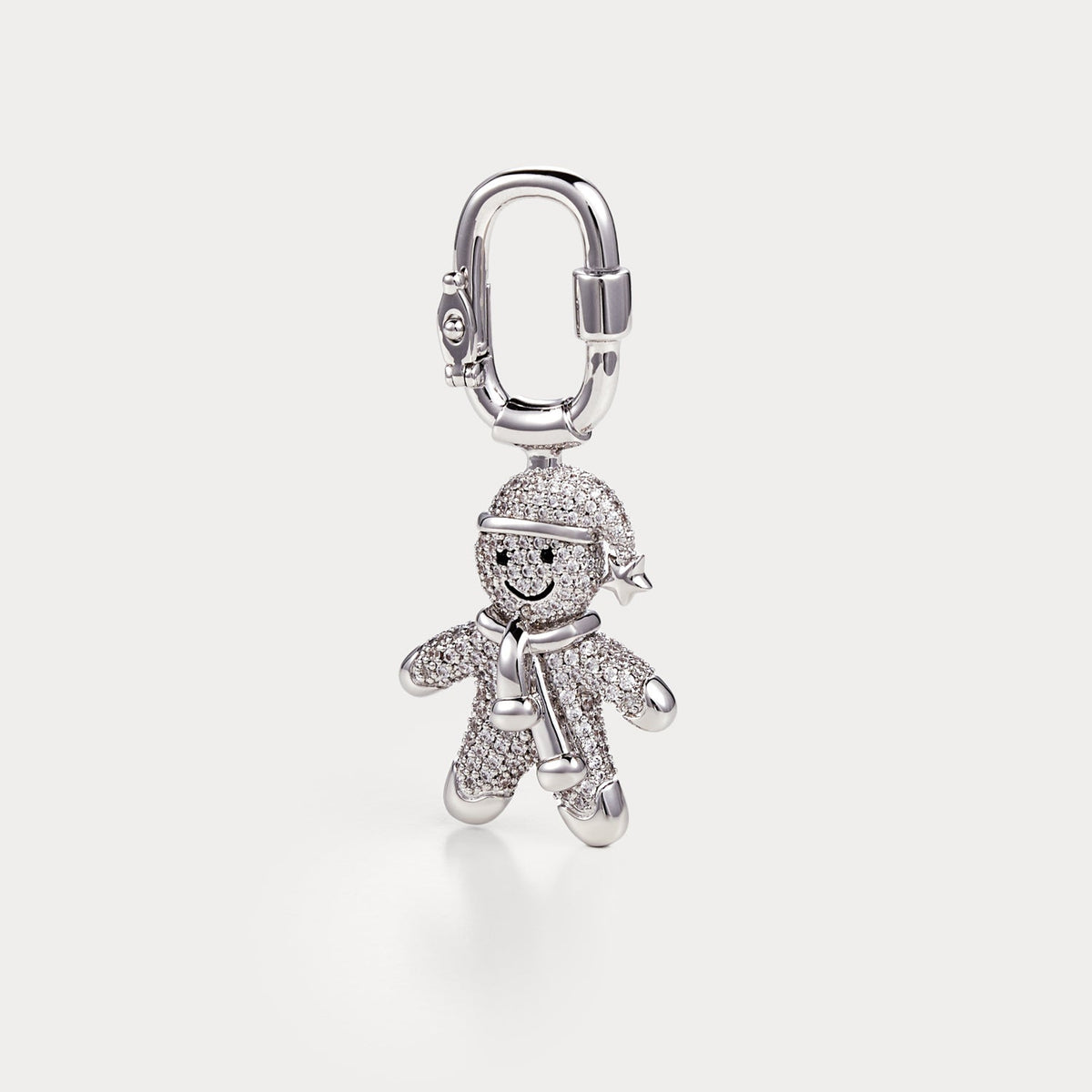Sparkle Silver—Gingerbread Man Bag Charm