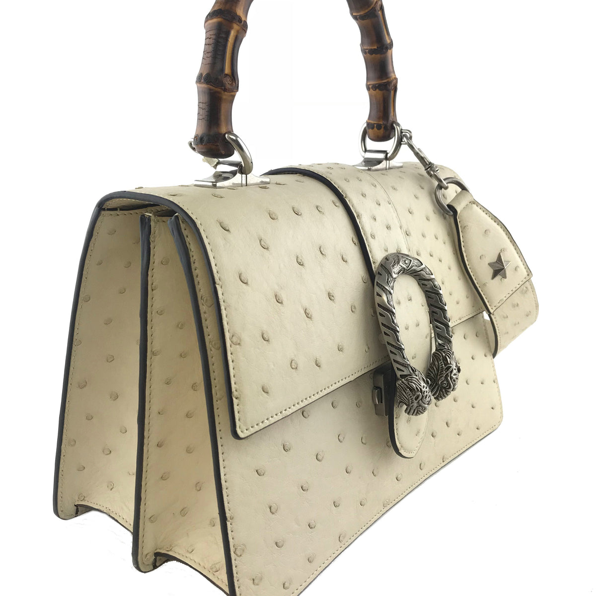 Gucci Dionysus Bamboo Top Handle Ostrich Bag