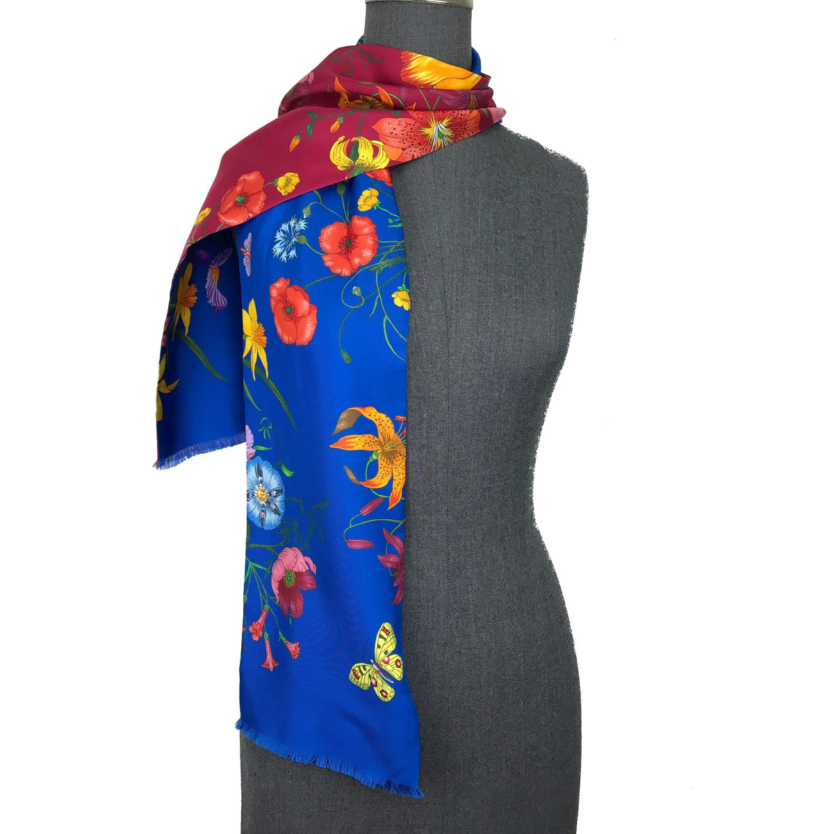 Gucci Flora Floral Reversible Silk Scarf