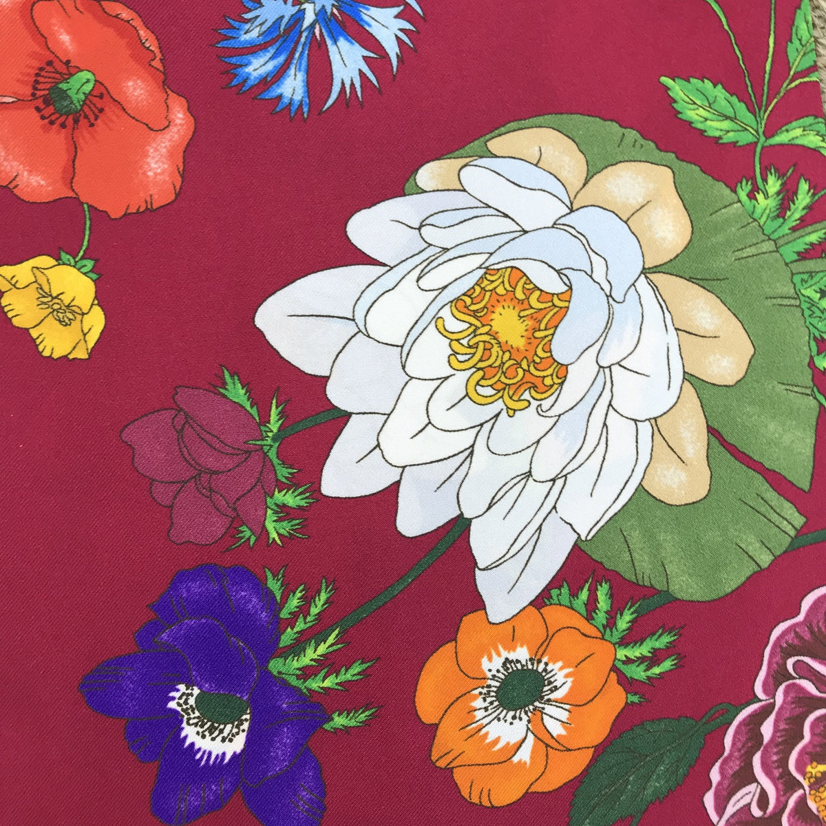 Gucci Flora Floral Reversible Silk Scarf