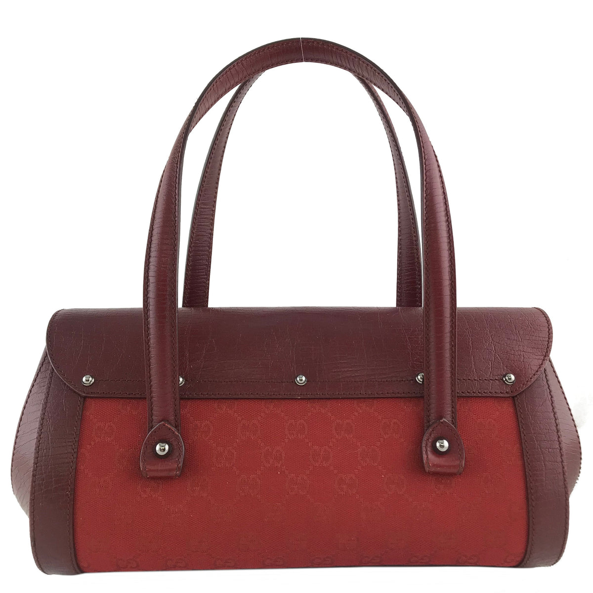 Gucci GG Canvas Leather Bamboo Bullet Bag