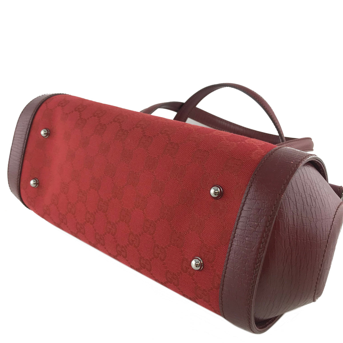 Gucci GG Canvas Leather Bamboo Bullet Bag