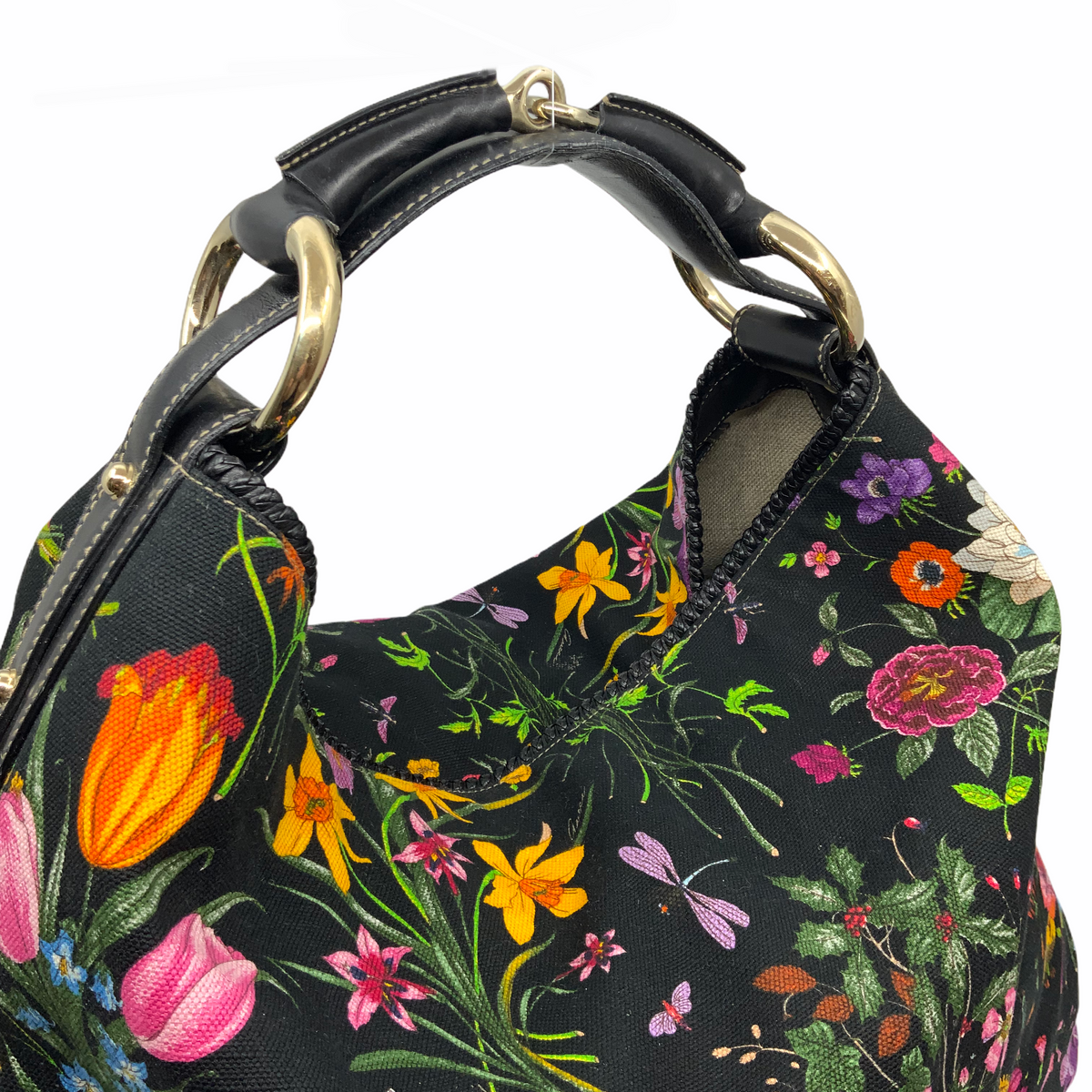 Gucci Horsebit Flora Canvas Large Hobo Bag